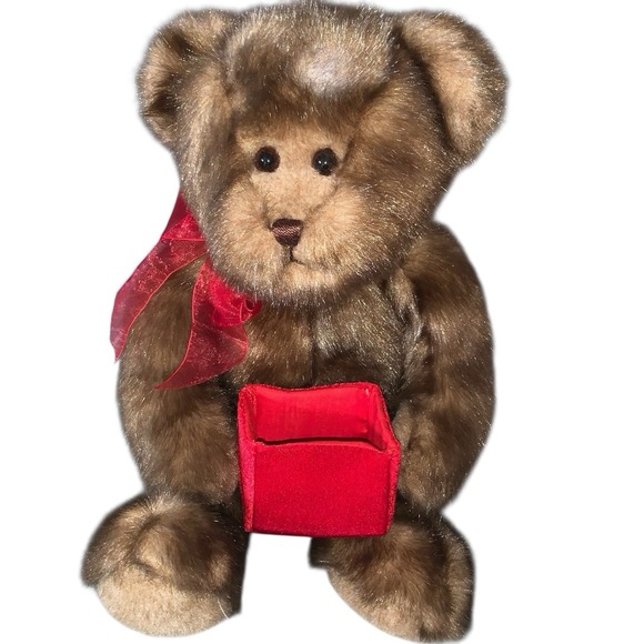 Gund Jackets & Blazers - GUND Zales Holiday Brown Teddy Bear 16" Plush With Red Velvet Gift Box Ribbon